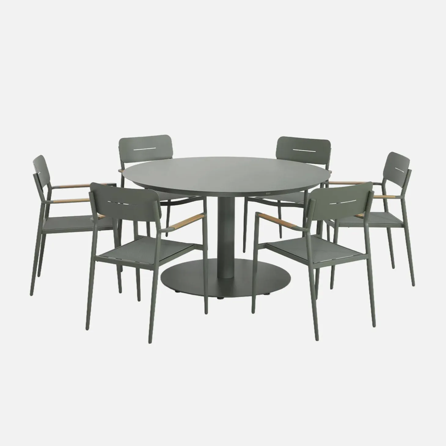 Runder Gartentisch Ø140cm aus Aluminium + 6 Sessel
