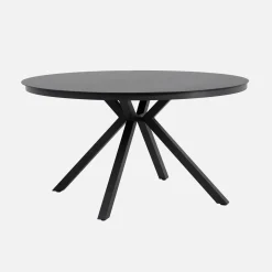 Runder Gartentisch Ø140 cm aus Aluminium und Glas für 6 Personen