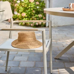 Runder Gartentisch Ø140cm aus Aluminium und Glas + 6 Sessel