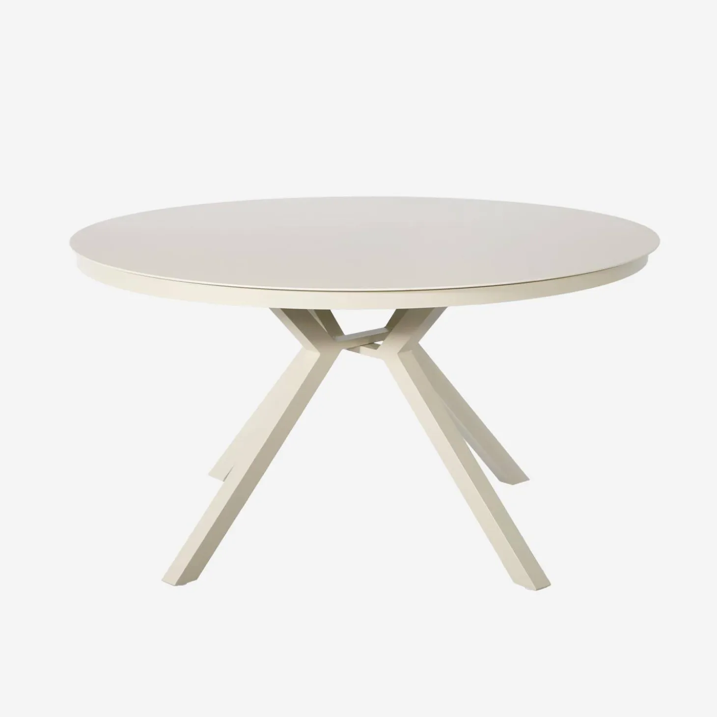 Runder Gartentisch Ø140cm aus Aluminium und Glas + 6 Sessel