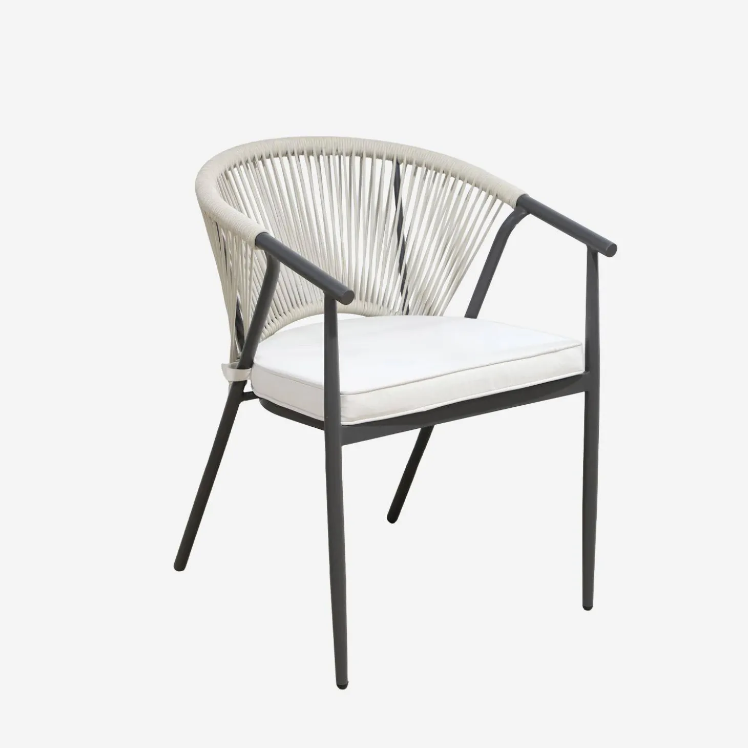 Runder Gartentisch Ø140 cm aus Aluminium und Glas + 6 Sessel