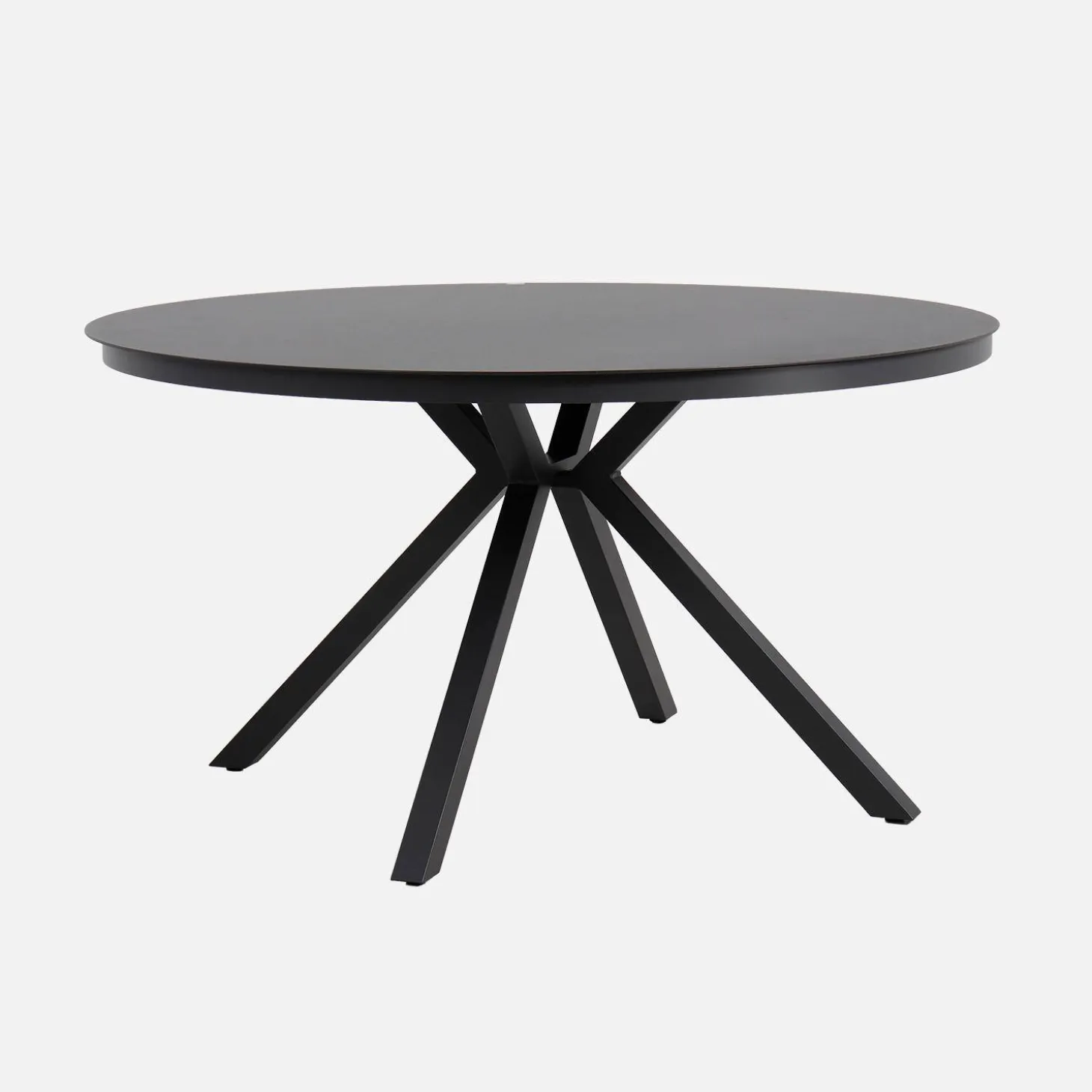 Runder Gartentisch Ø140 cm aus Aluminium und Glas + 6 Sessel