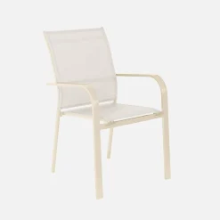 Runder Gartentisch Ø140cm + 6 Sessel aus Aluminium