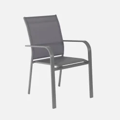 Runder Gartentisch Ø140cm + 6 Sessel aus Aluminium