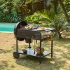 Runder Holzkohlegrill aus emailliertem Stahl Ø53cm mit 2 Rollen