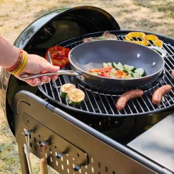 Runder Holzkohlegrill aus emailliertem Stahl Ø53cm mit 2 Rollen