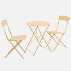 Runder klappbarer Bistro-Gartentisch aus Stahl + 2 Stühle