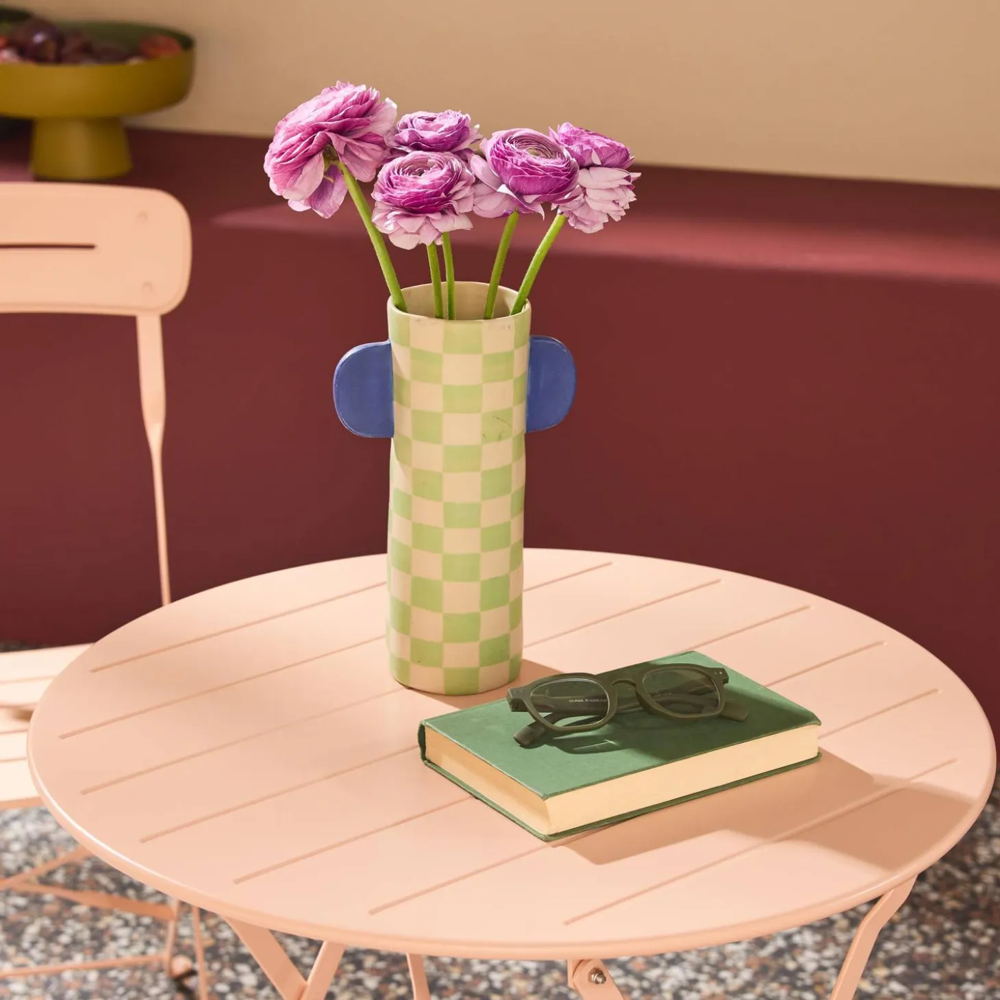 Runder klappbarer Bistro-Gartentisch aus Stahl + 2 Stühle