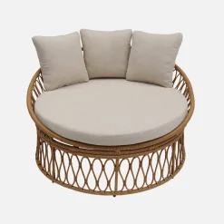 Runder Sonnenliege aus Stahl und Polyrattan