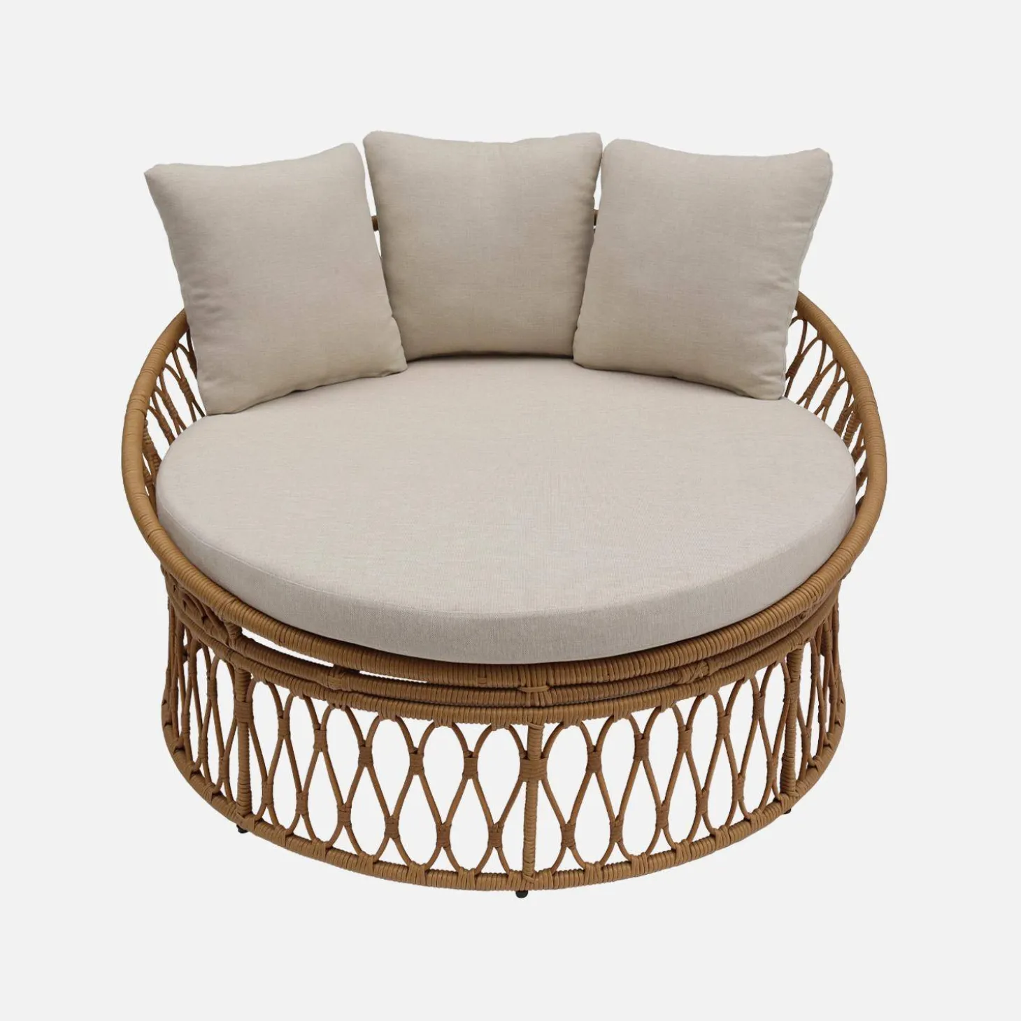 Runder Sonnenliege aus Stahl und Polyrattan