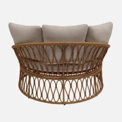 Runder Sonnenliege aus Stahl und Polyrattan