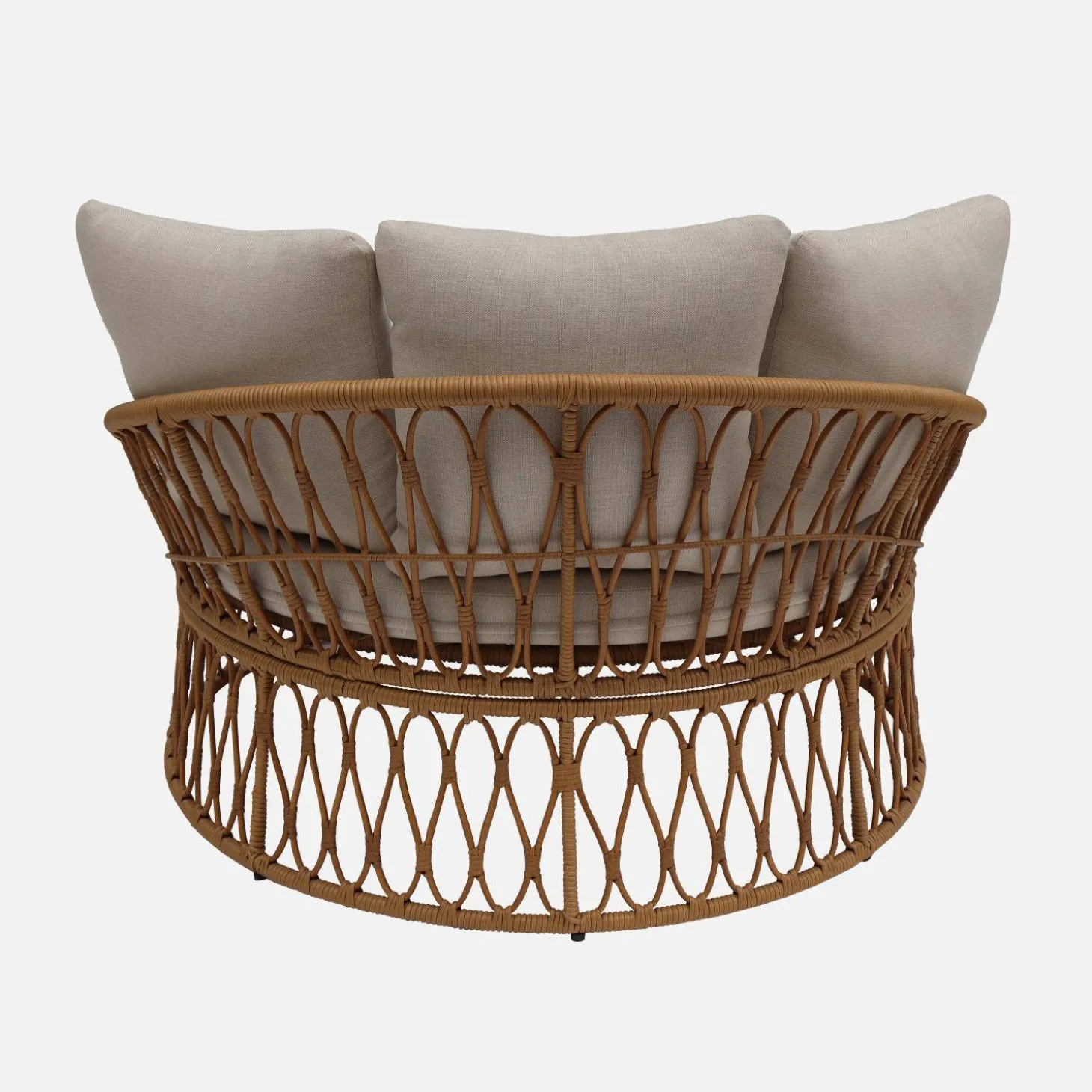 Runder Sonnenliege aus Stahl und Polyrattan