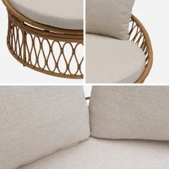 Runder Sonnenliege aus Stahl und Polyrattan