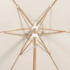 Runder Sonnenschirm, zentraler Mast aus Aluminium in Holzoptik