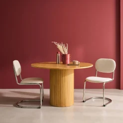 Runder Tisch Heveaholz und Eichenfurnier 4 Plätze