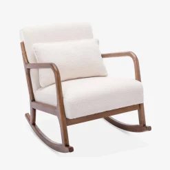 Schaukelstuhl aus Holz und Bouclé-Stoff Skandinavisches Design