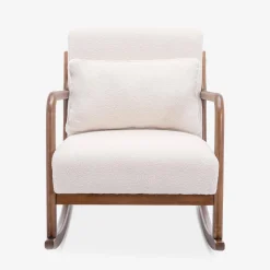 Schaukelstuhl aus Holz und Bouclé-Stoff Skandinavisches Design