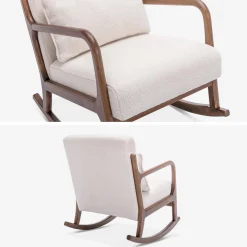 Schaukelstuhl aus Holz und Bouclé-Stoff Skandinavisches Design
