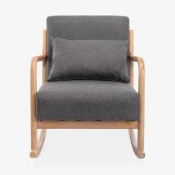Schaukelstuhl skandinavisches Design Holz und Stoff