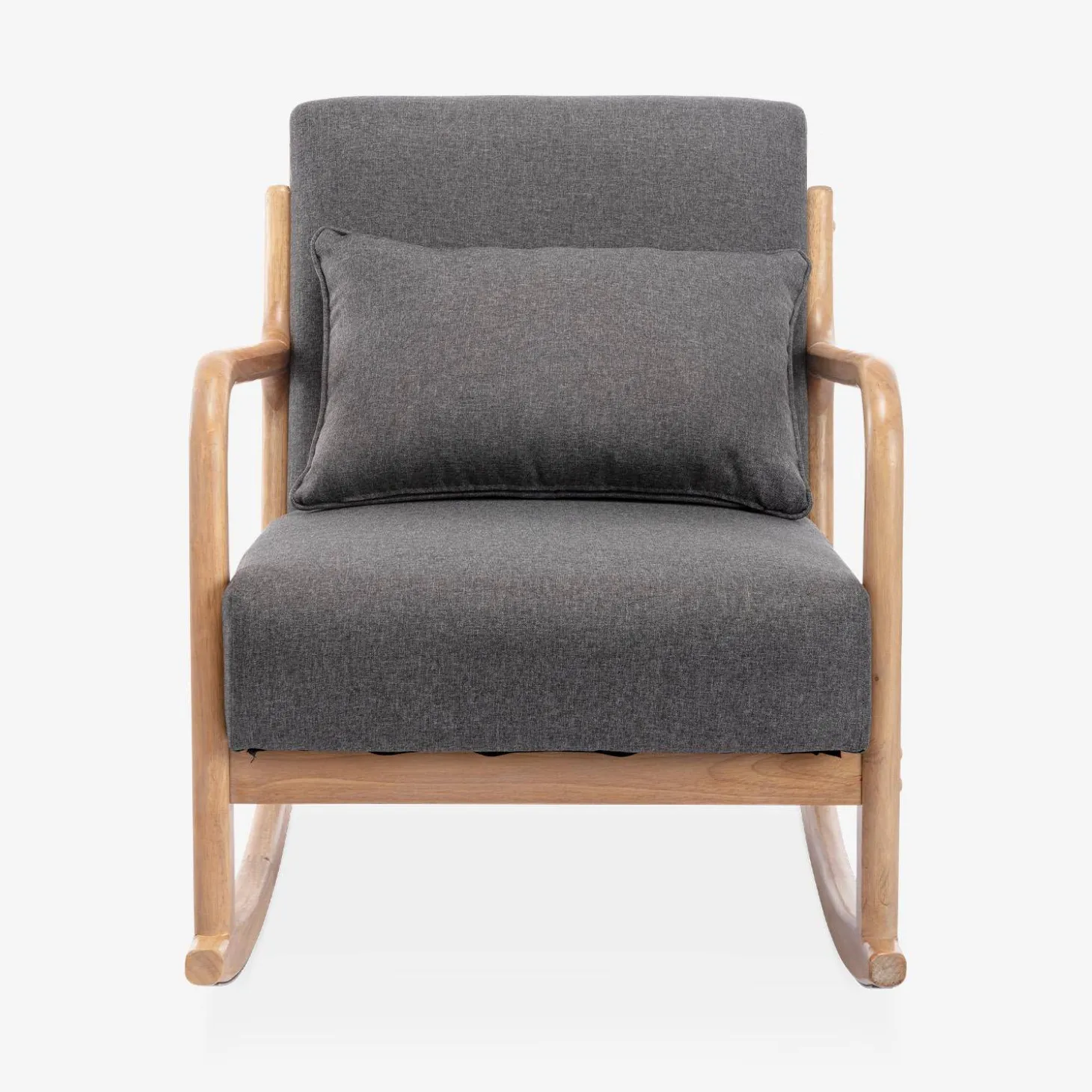 Schaukelstuhl skandinavisches Design Holz und Stoff
