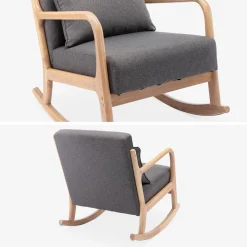 Schaukelstuhl skandinavisches Design Holz und Stoff