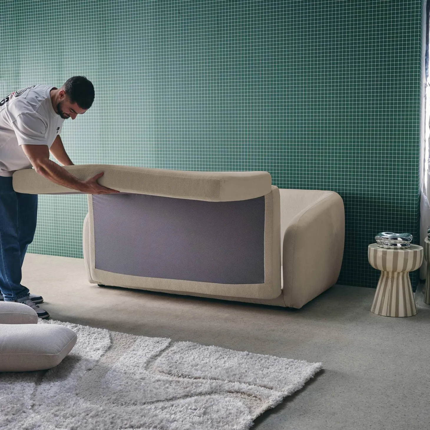 Schlafsofa 2 Plätze Chenille-Stoff
