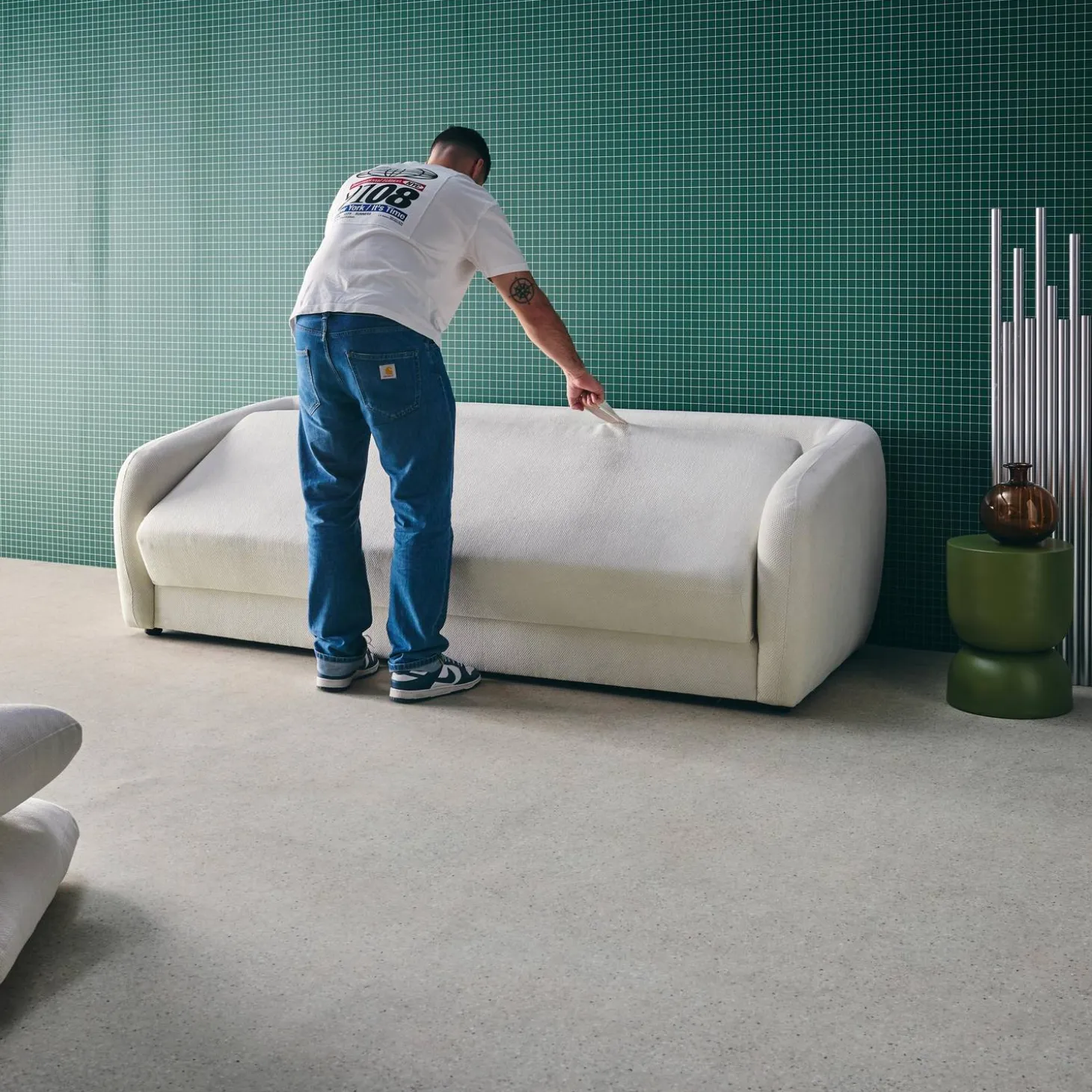 Schlafsofa 3 Plätze Chenille-Stoff
