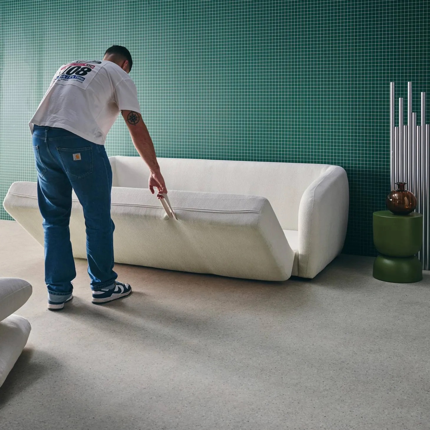 Schlafsofa 3 Plätze Chenille-Stoff