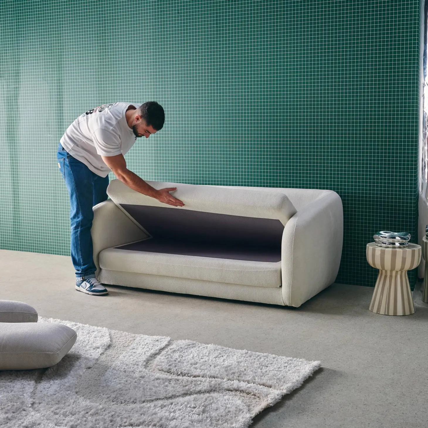Schlafsofa 2 Plätze Chenille-Stoff