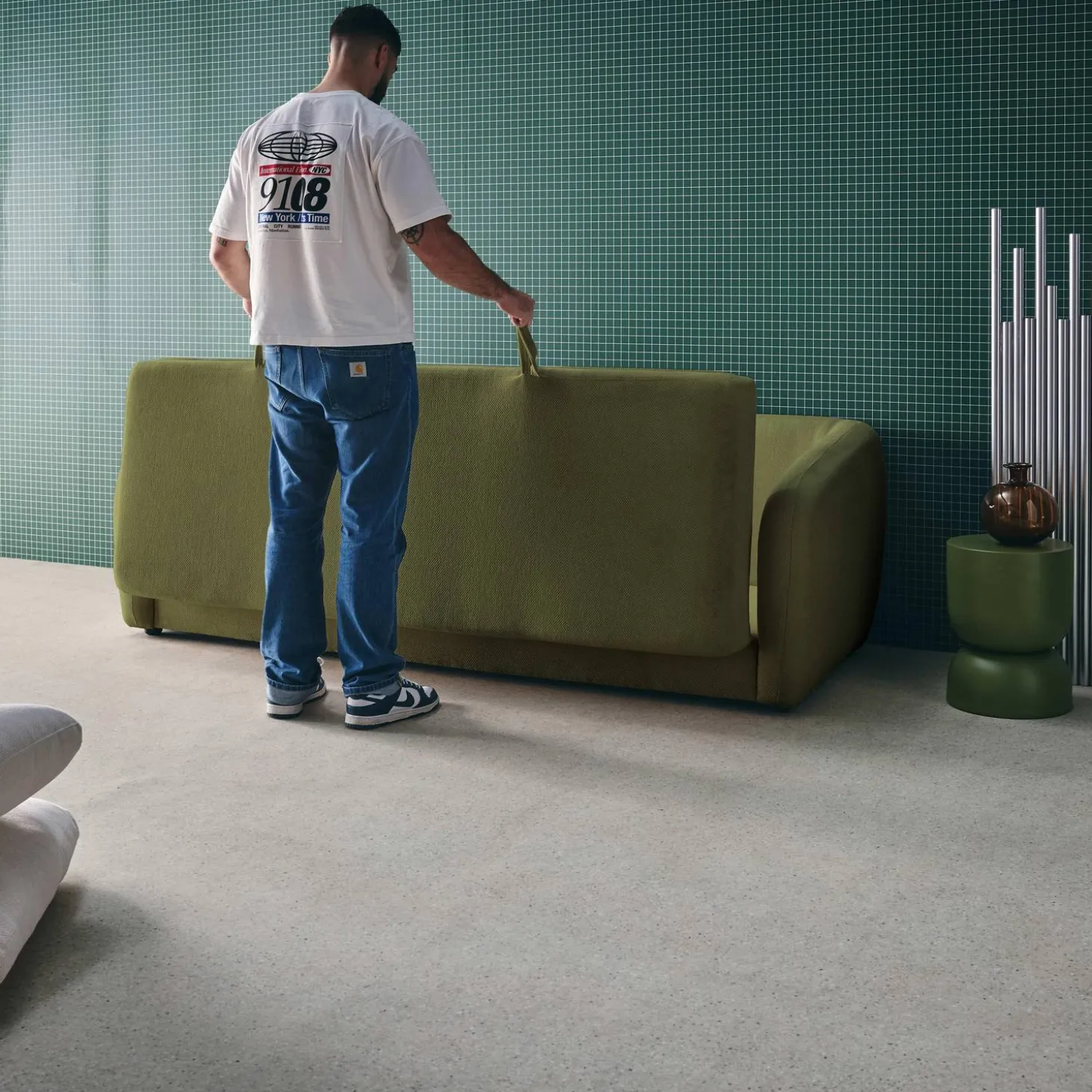 Schlafsofa 3 Plätze Chenille-Stoff