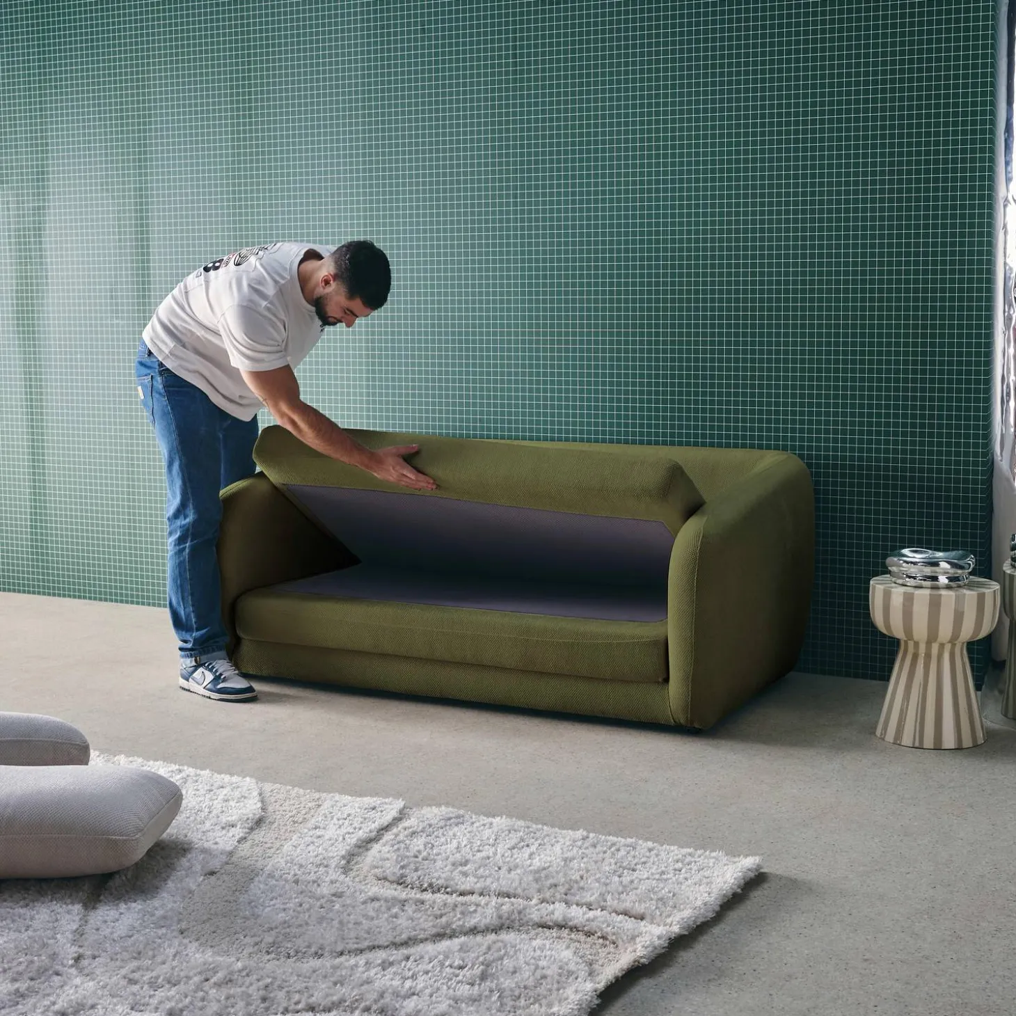 Schlafsofa 2 Plätze Chenille-Stoff