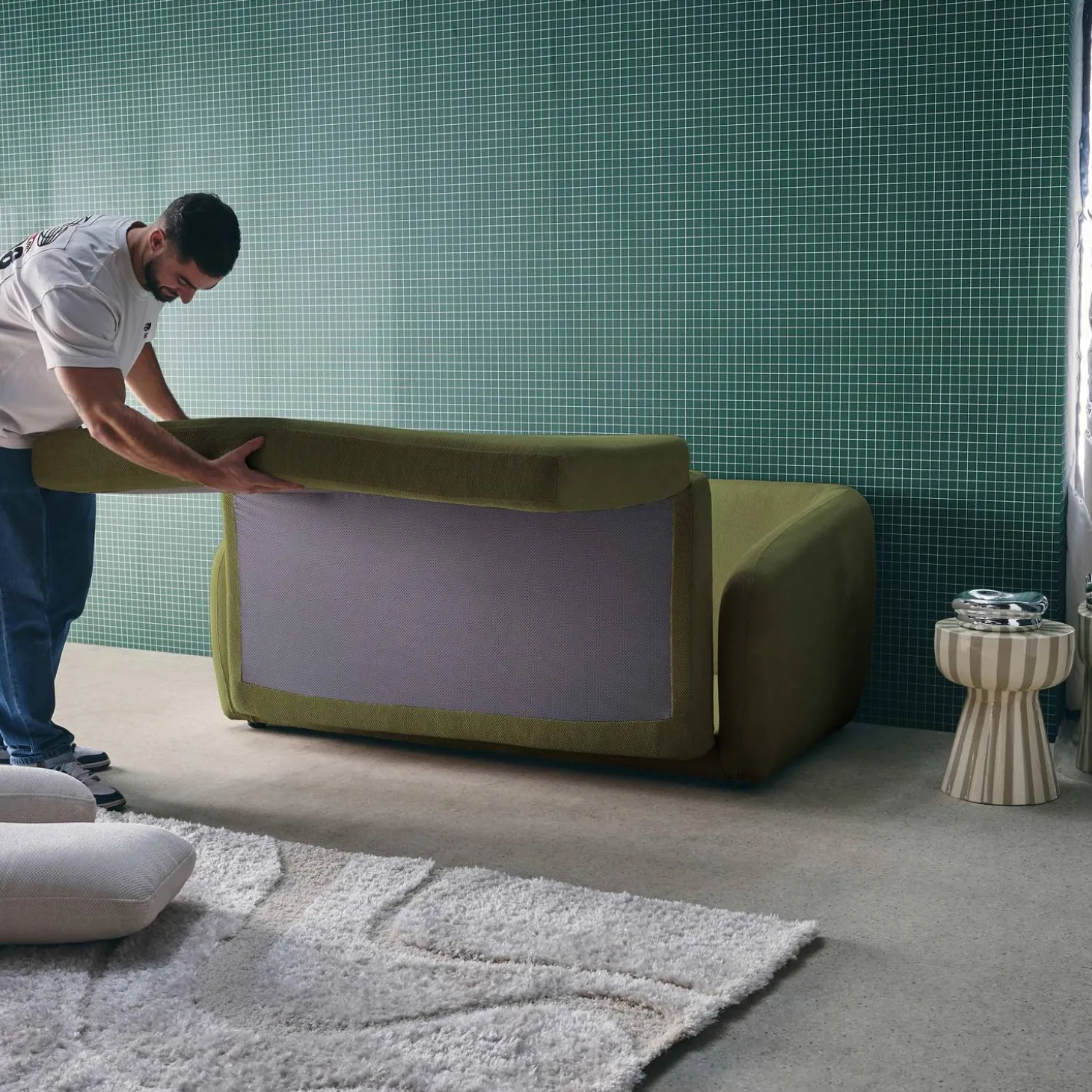 Schlafsofa 2 Plätze Chenille-Stoff