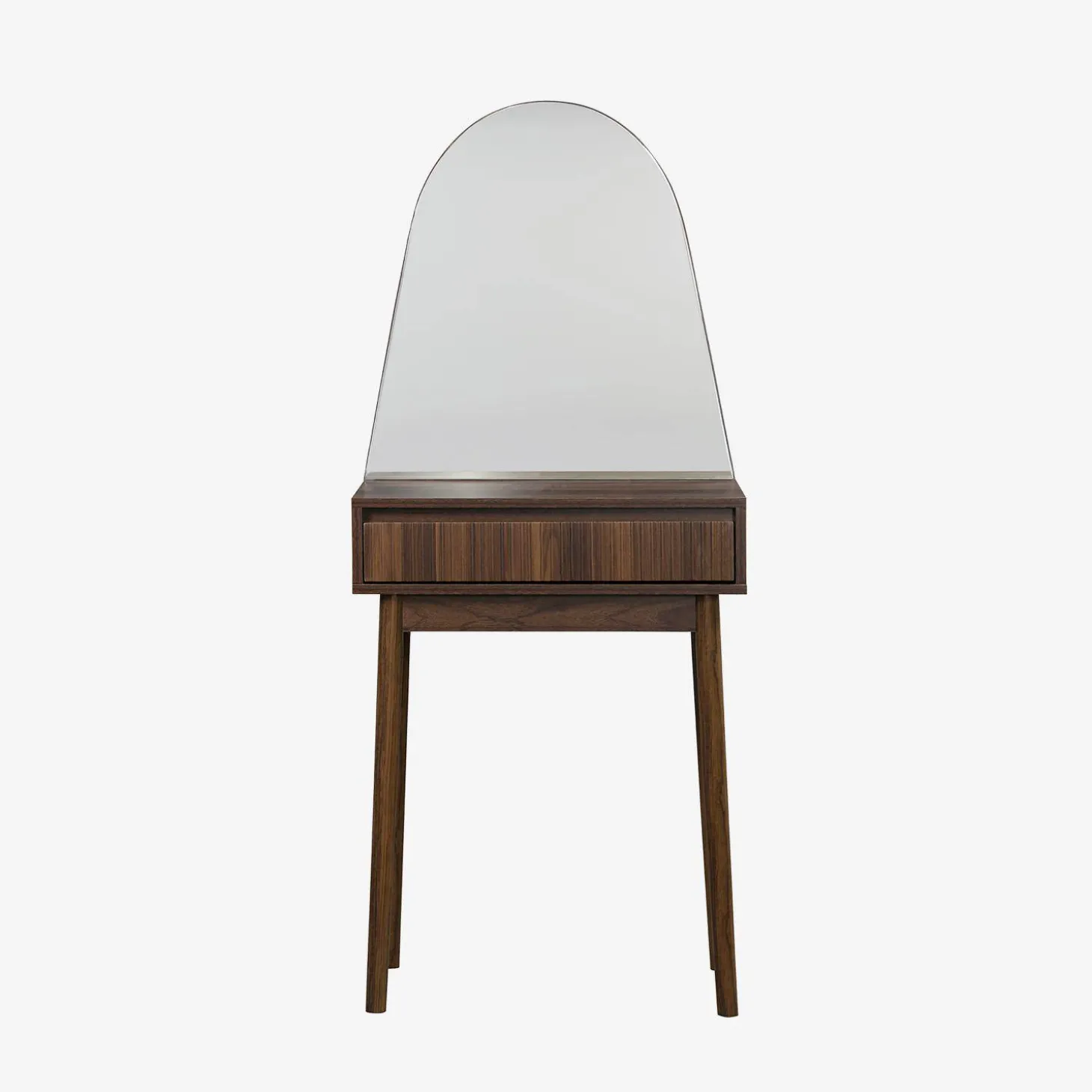 Schminktisch Holzoptik, abgerundeter Spiegel, 1 Schublade, 60 cm