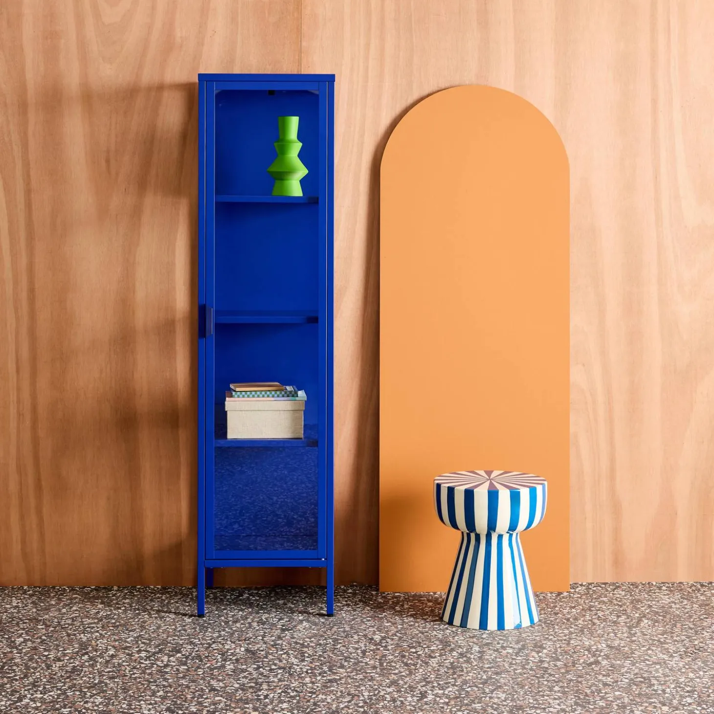 Schrank aus Stahl und gehärtetem Glas, 1 Tür, 160 cm