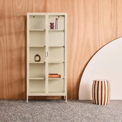 Schrank aus Stahl und gehärtetem Glas, 2 Türen, 180 cm