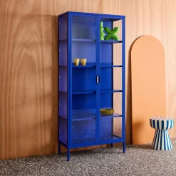 Schrank aus Stahl und gehärtetem Glas, 2 Türen, 180 cm