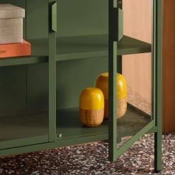 Schrank aus Stahl und gehärtetem Glas, 2 Türen, 80 cm