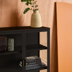 Schrank aus Stahl und gehärtetem Glas, 2 Türen, 80 cm