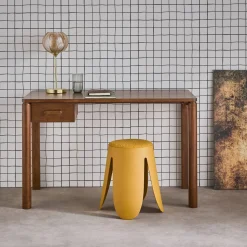 Schreibtisch aus Heveaholz Platte mit Eichenfurnier 1 Schublade