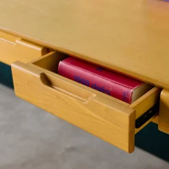 Schreibtisch aus Heveaholz und MDF mit Eschenfurnier 2 Schubladen