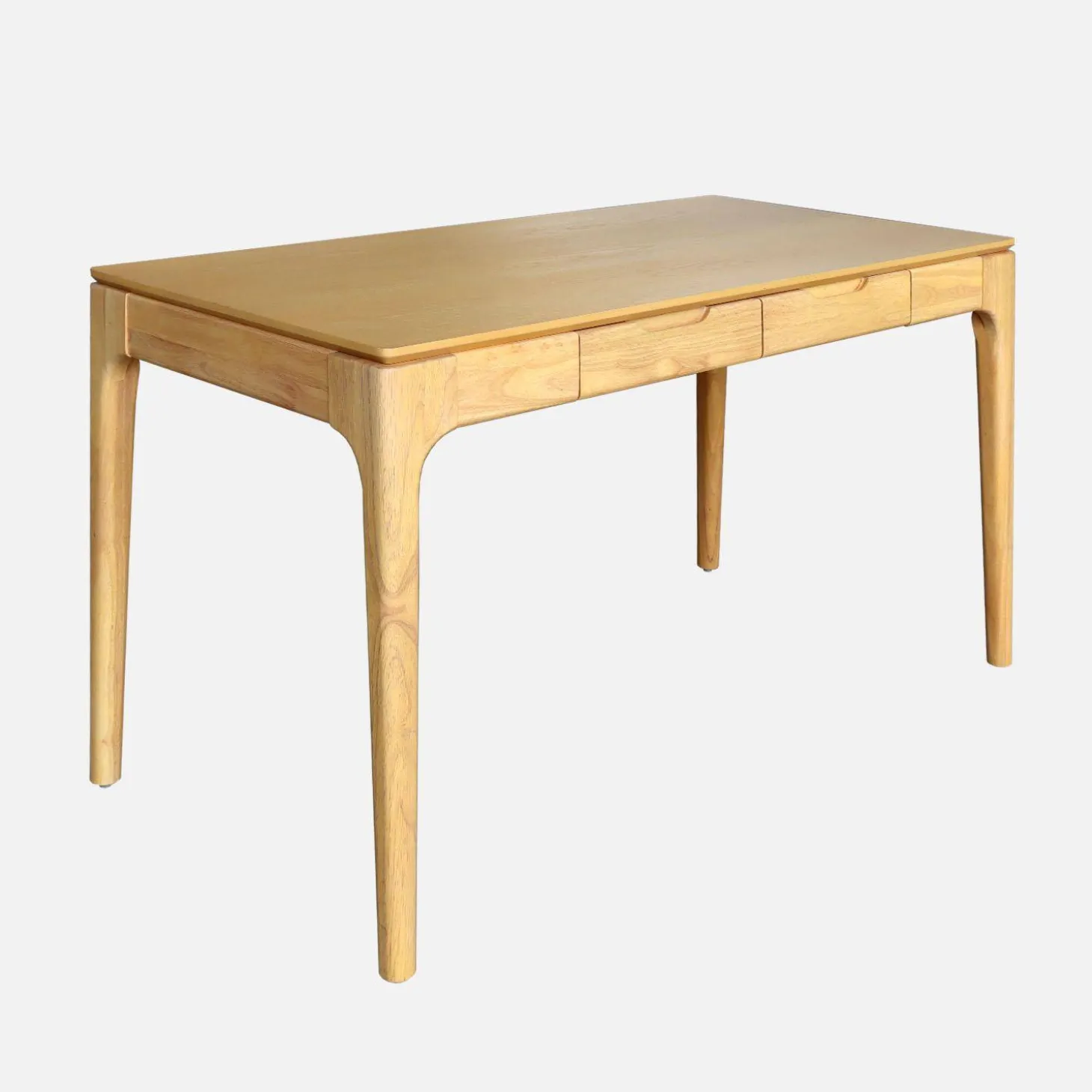 Schreibtisch aus Heveaholz und MDF mit Eschenfurnier 2 Schubladen