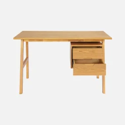 Schreibtisch Heveaholz und Eichenfurnier mit 2 Schubladen