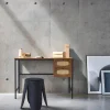 Schreibtisch Holzdekor und Rattan-Geflecht