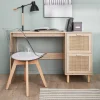 Schreibtisch mit Holzdekor und Rattan-Geflecht
