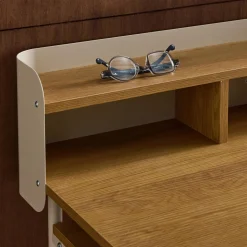 Schreibtisch mit Metall, Holzdekor und 3 Nischen