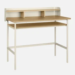Schreibtisch mit Metall, Holzdekor und 3 Nischen