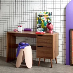 Schreibtisch mit 2 Schubladen mit Holzdekor