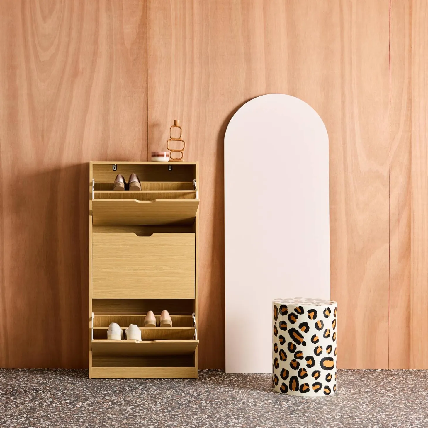 Schuhschrank Holzdekor 3 Schubladen