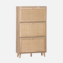 Schuhschrank mit Rattan-Geflecht