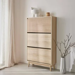 Schuhschrank 3 Türen Naturholzdekor